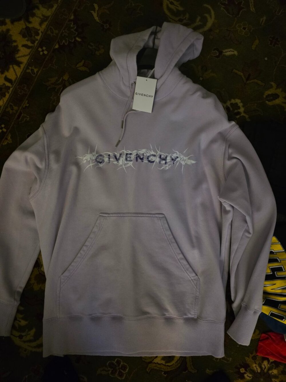 Givenchy hoodie Men's lilac Purple Barbed Wire With G Tufting Washed Hoodie new